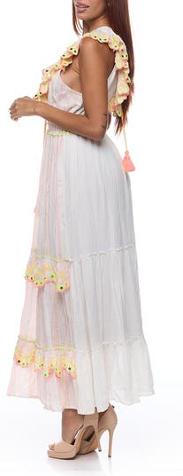 Ruffle Sleeveless Cotton Maxi Dress