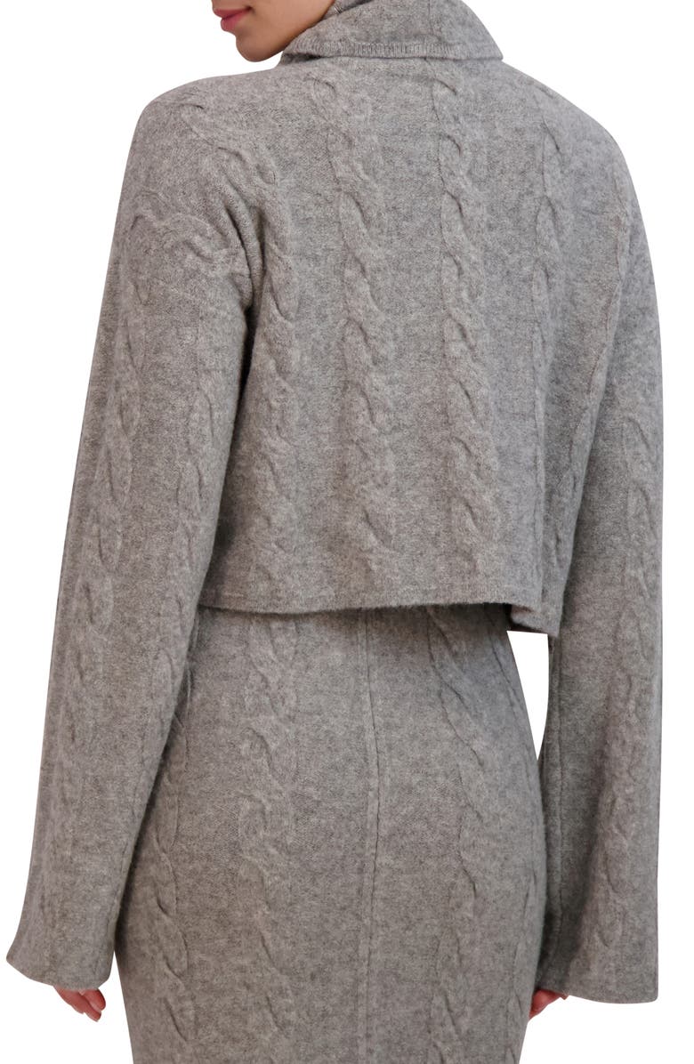 BCBGMAXAZRIA Cable Stitch Turtleneck Crop Sweater, Alternate, color, 