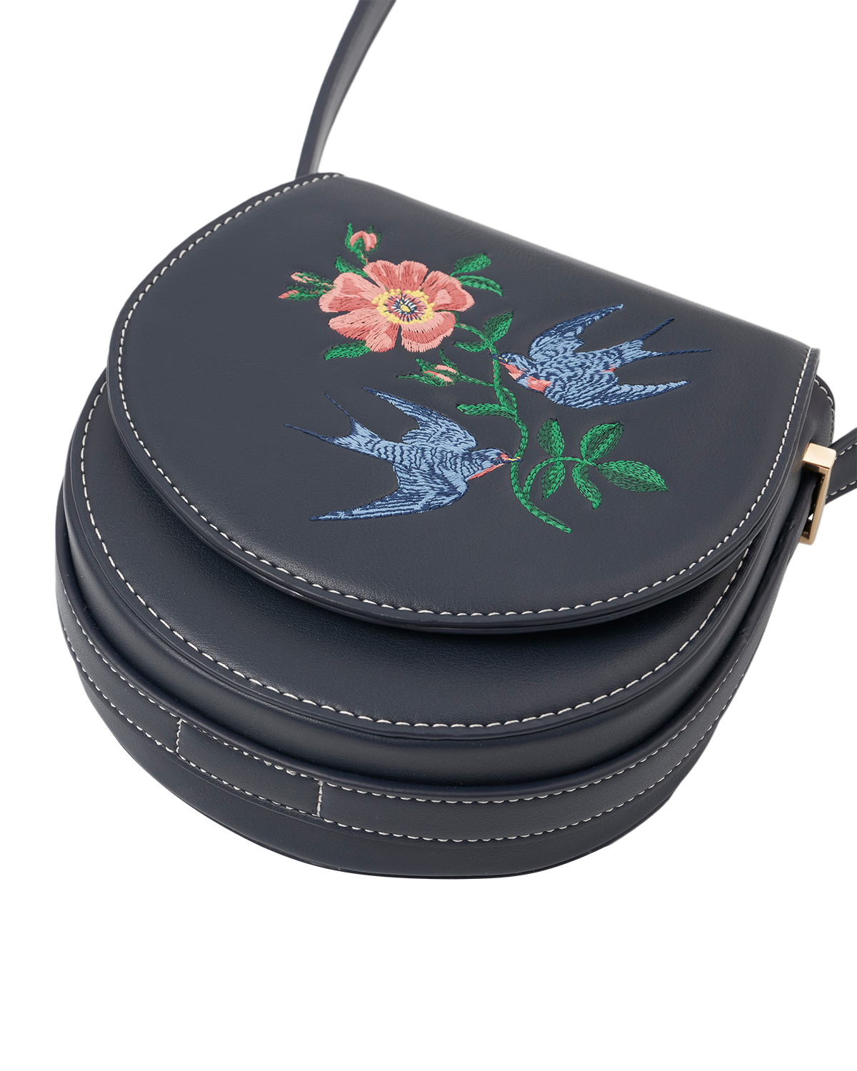 Fable England Swooping Swallows Saddle Bag, Alternate, color, Navy