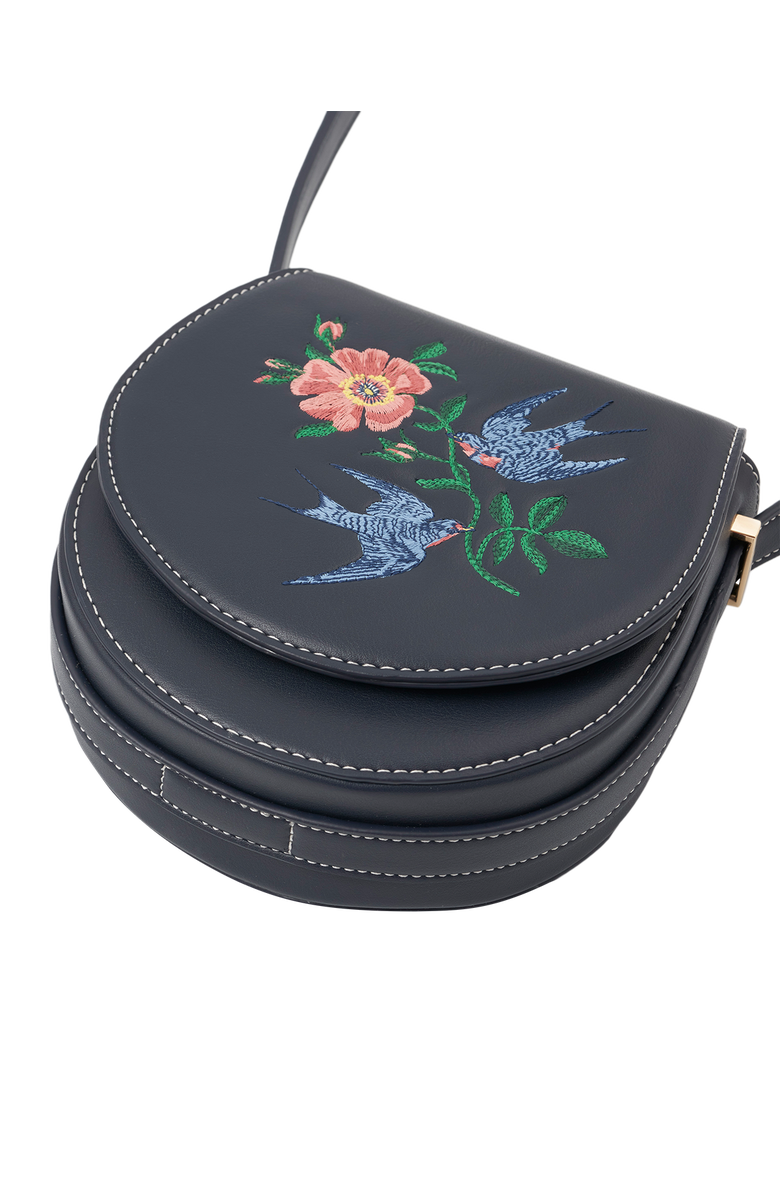 Fable England Swooping Swallows Saddle Bag, Alternate, color, Navy