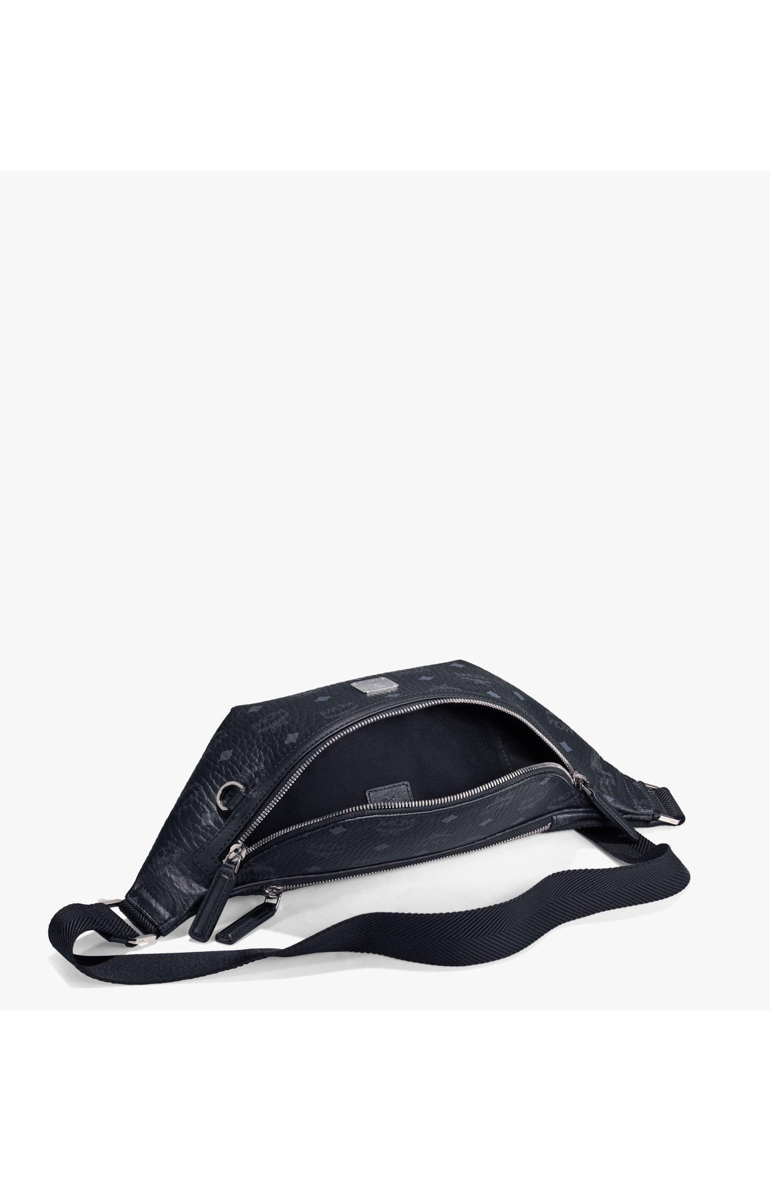 MCM Fursten Belt Bag in Visetos, Alternate, color, Black