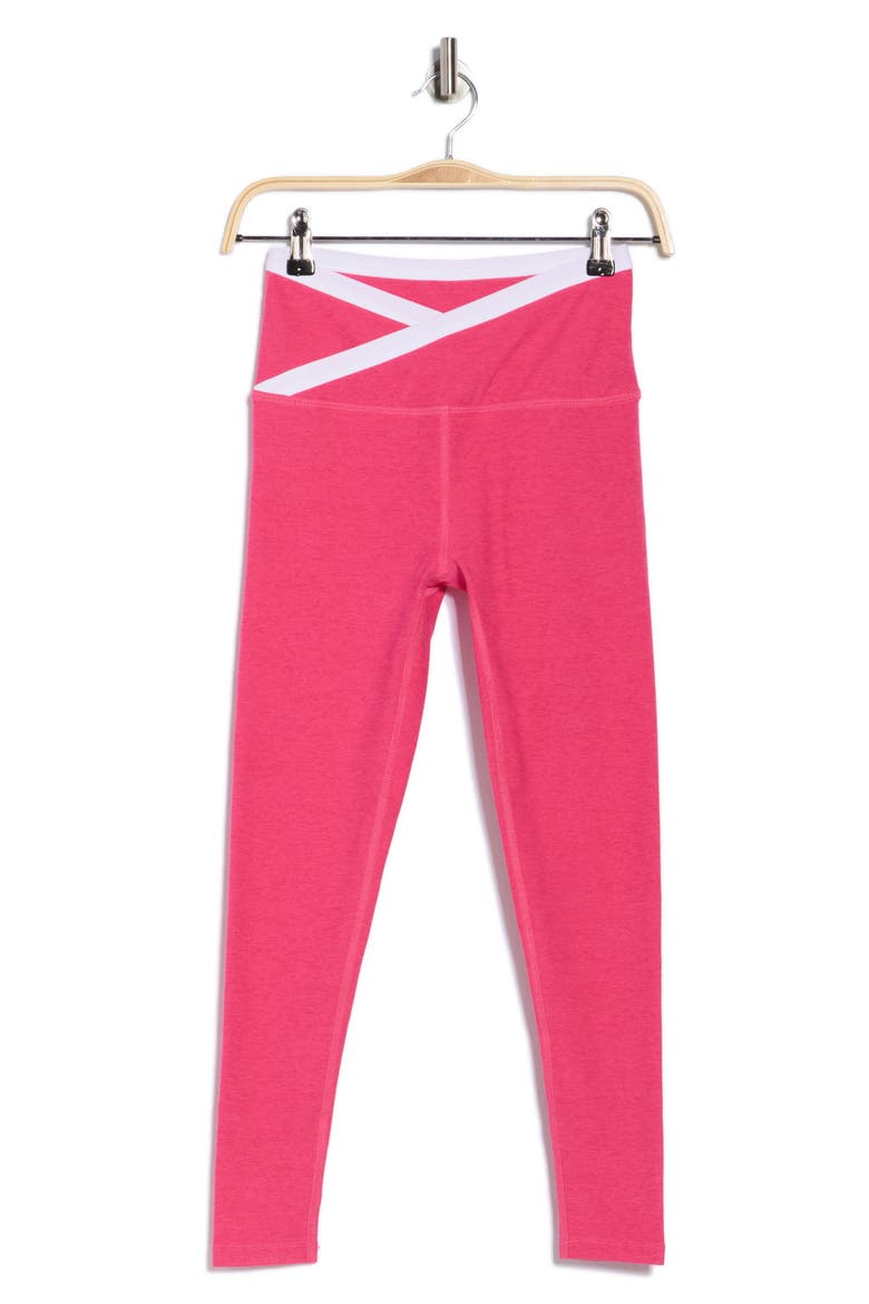 Spacedye Outlines High Waist Midi Leggings, Alternate, color, VIVID PINK/CLOUD WHITE