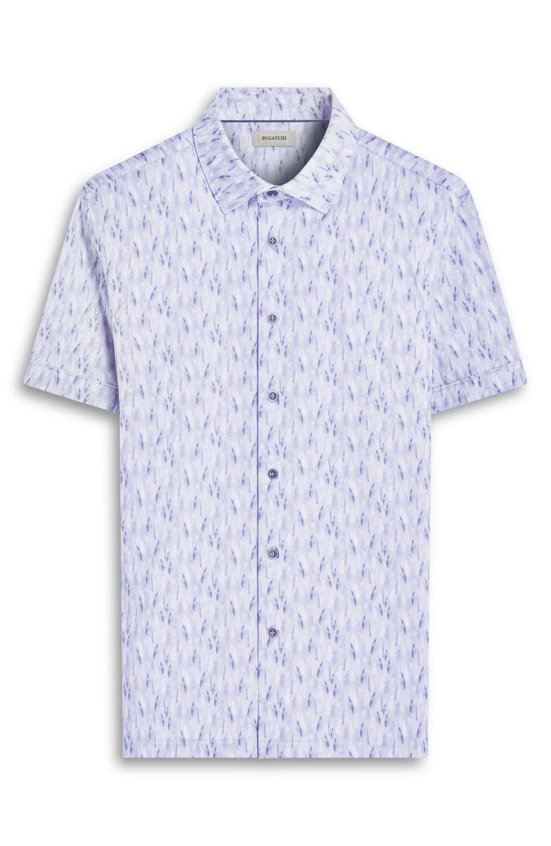 Bugatchi Milo OoohCotton<sup>®</sup> Feather Print Short Sleeve Button-Up Shirt, Alternate, color, Sand