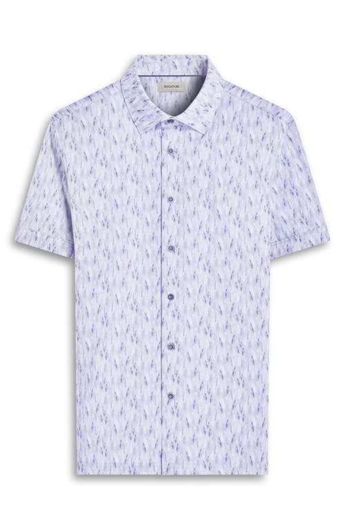 Bugatchi Milo Ooohcotton® Feather Print Short Sleeve Button-up Shirt In Sand