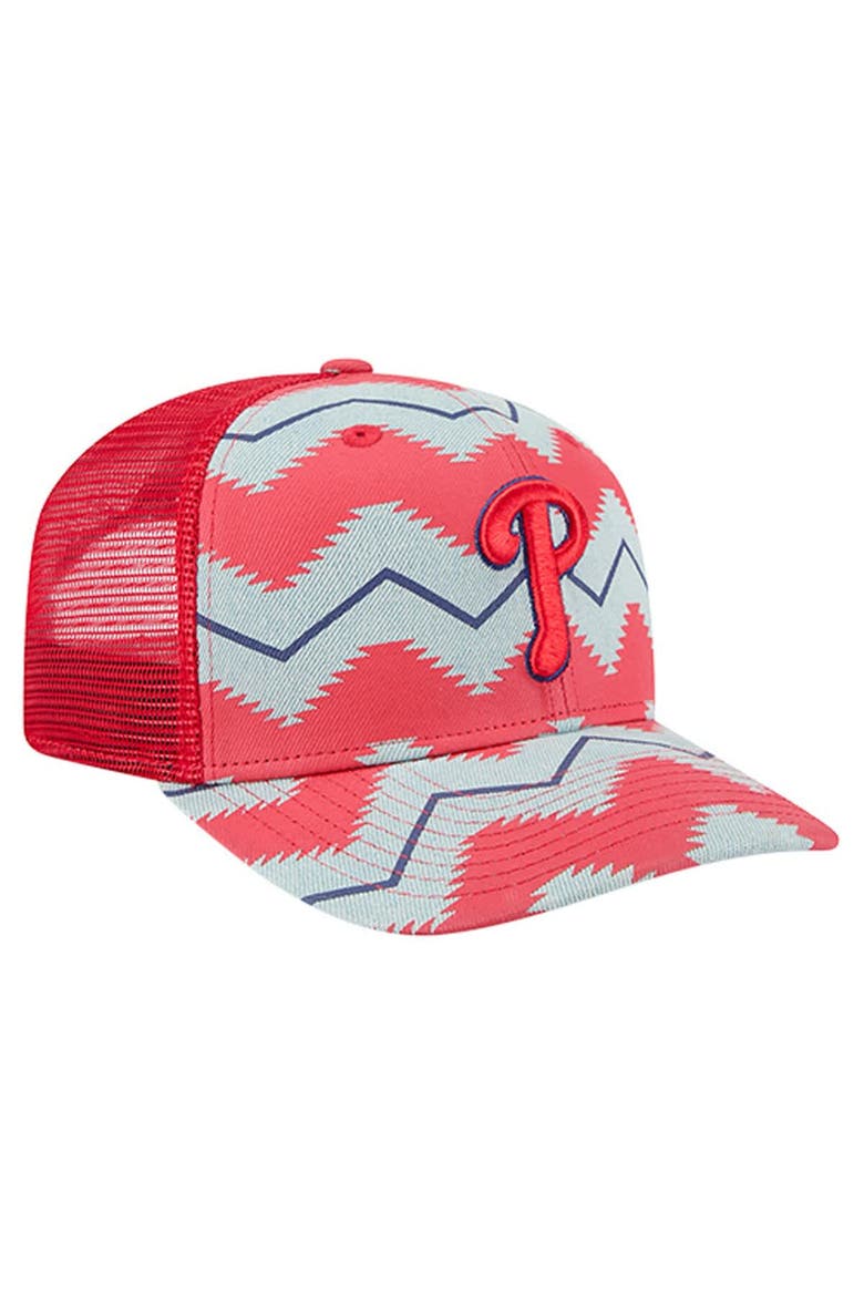 Men's New Era Denim/Red Philadelphia Phillies Aztec Denim 9SEVENTY Adjustable Hat, Alternate, color, Denim