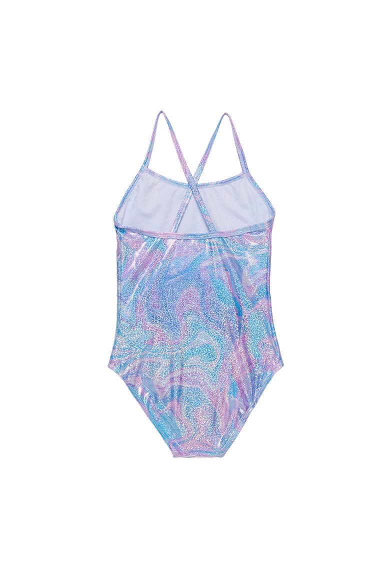 Marble Sparkle Criss Cross Back One Piece, Alternate, color, Multi-Pink