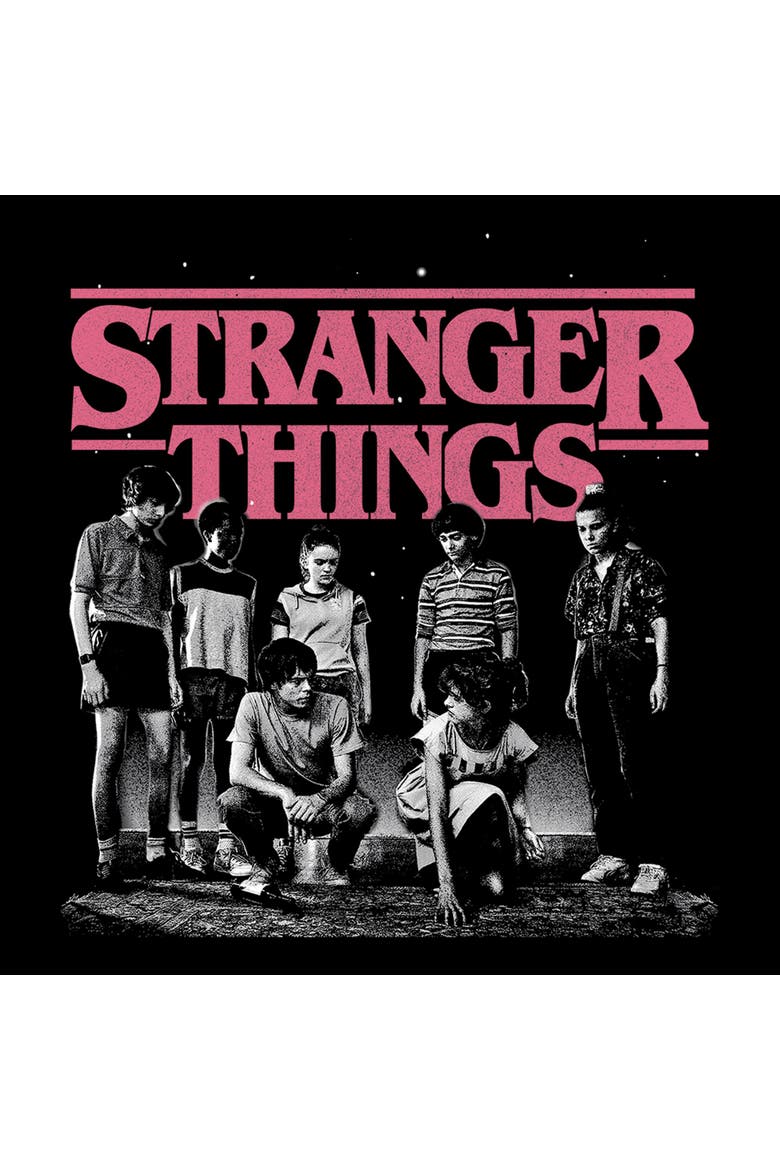 Men's Stranger Things Title Logo Faded  Sweatshirt, Alternate, color, Black