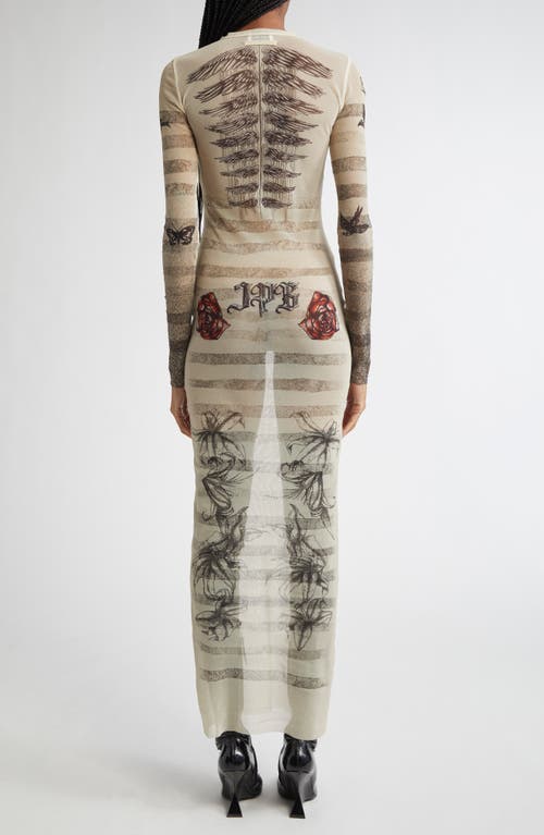 Jean Paul Gaultier Tattoo Marinière Long Sleeve Mesh Dress