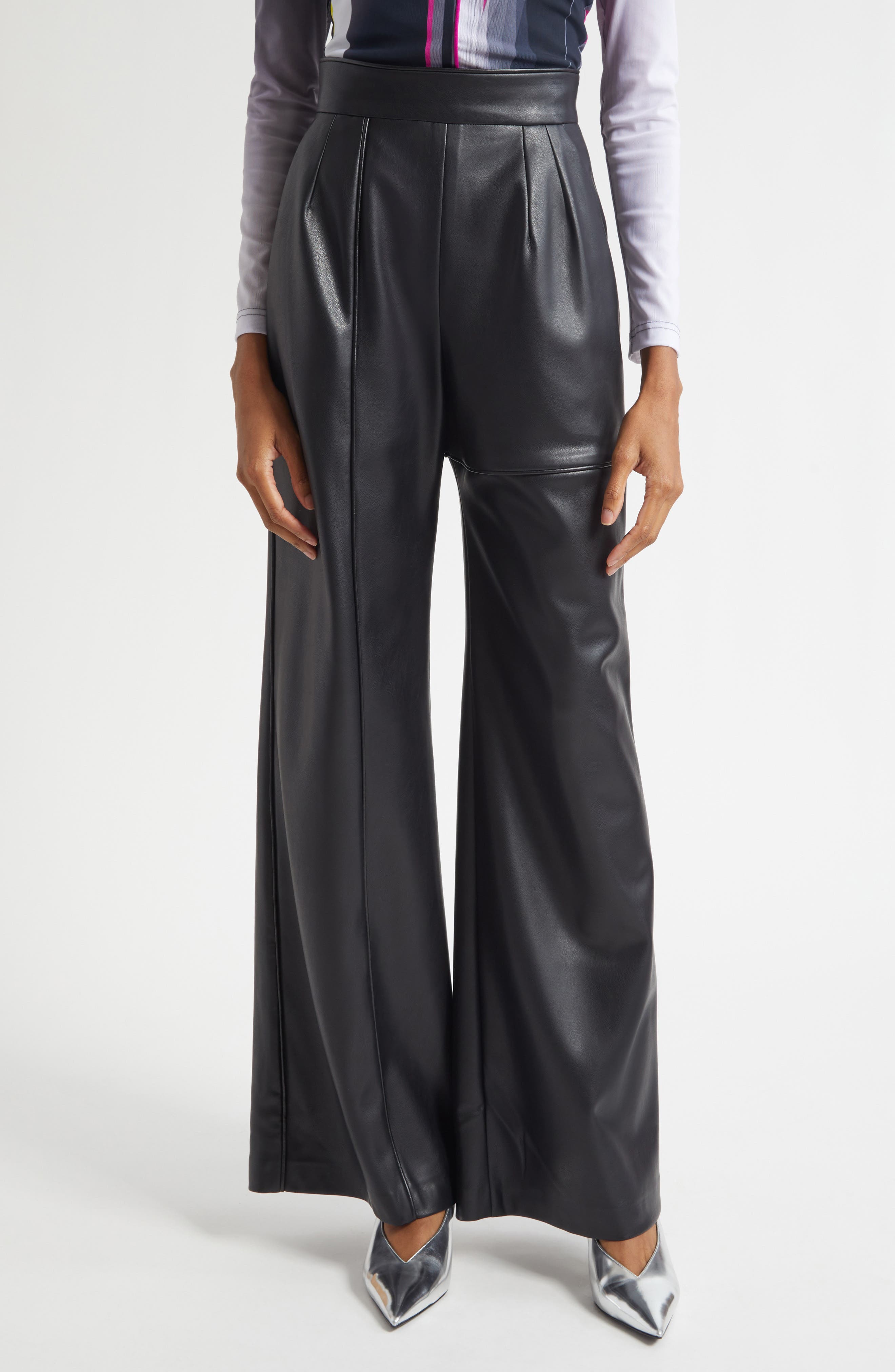 ISRAELLA KOBLA Lata Wide Leg Leather Pants in Black 