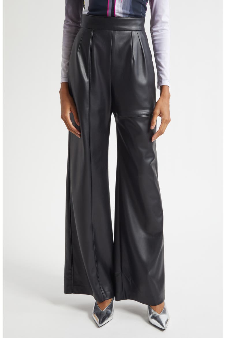 Lata Wide Leg Leather Pants, Main, color, BLACK