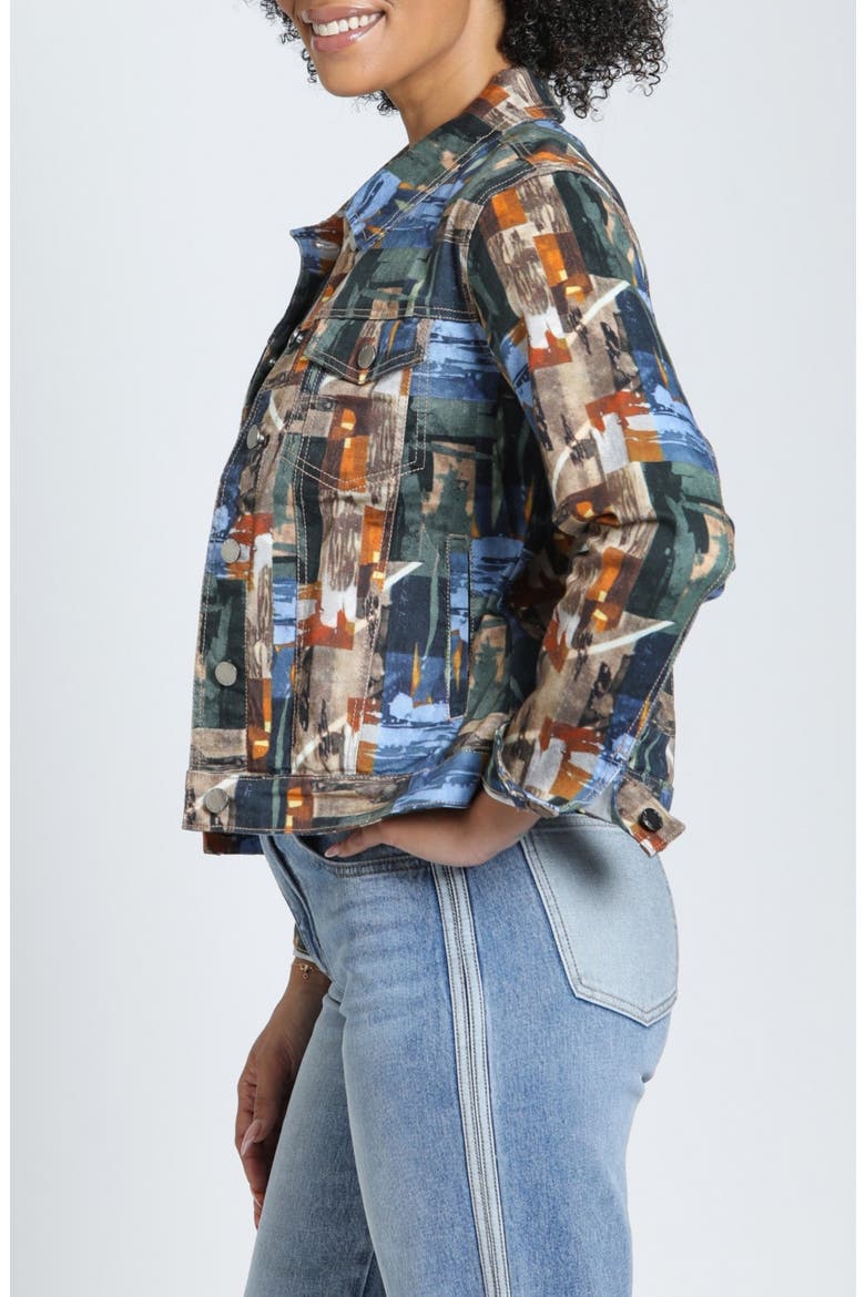 Printed Denim Jacket, Alternate, color, MIDNIGHT/COPPER MOSAIC