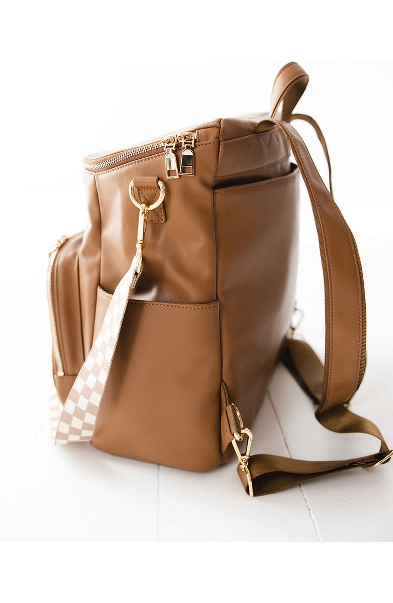 Charlie Lou Baby<sup>®</sup> Vegan Leather Large Diaper Bag | 2 Insulated Bottle Pockets, Checkered Crossbody Strap, Stroller Straps & Changing Mat Included, Alternate, color,