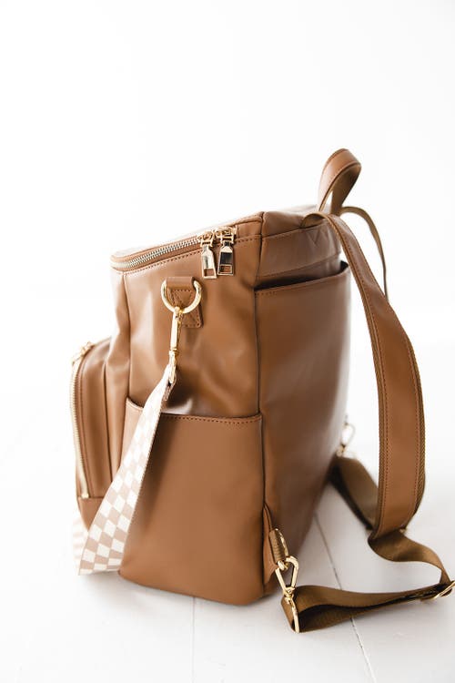Charlie Lou Baby ® Faux Leather Diaper Bag | Checkered Crossbody Straps, Stroller Straps & Changing M
