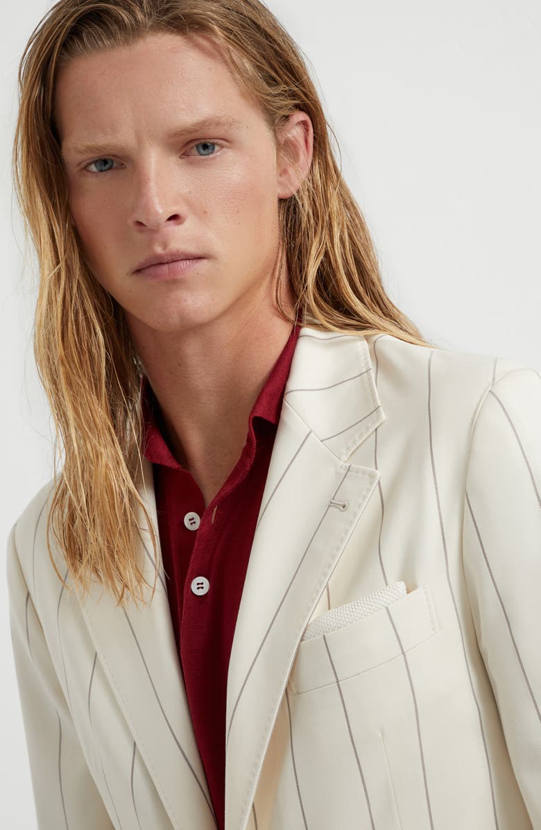Brunello Cucinelli Chalk stripe deconstructed blazer, Alternate, color,