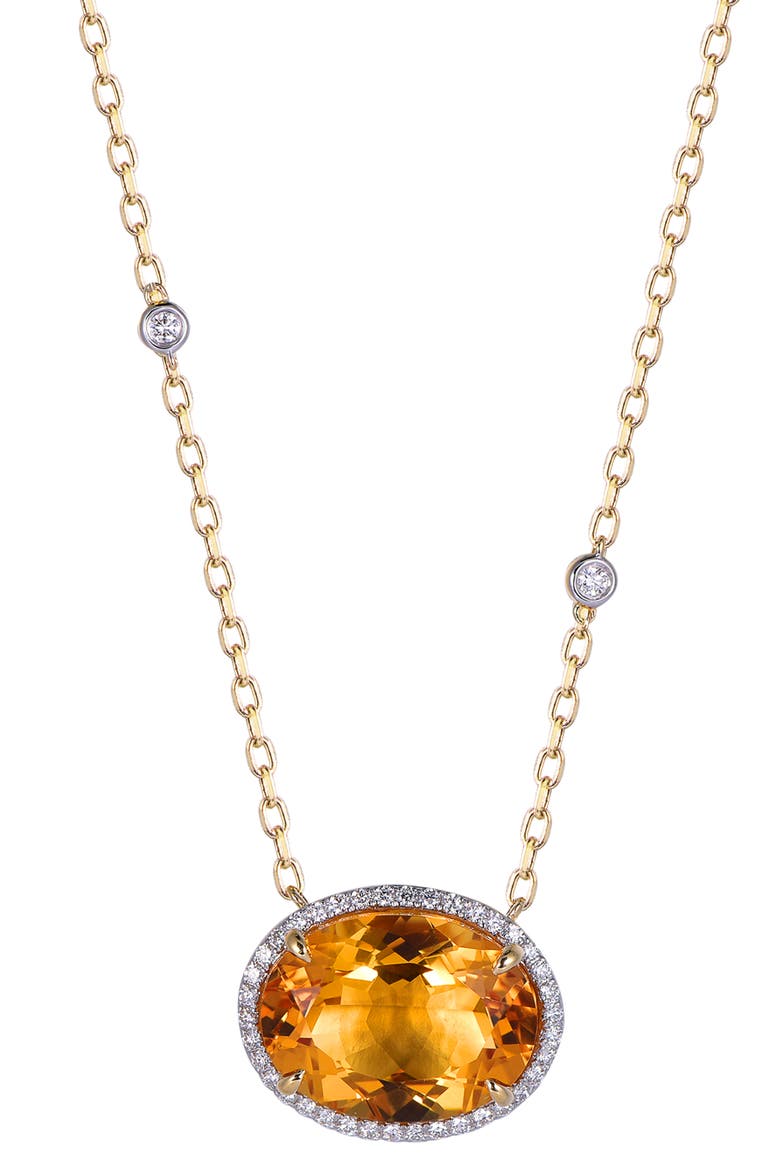 Citrine Necklace with Diamonds, Main, color, Cirtine Orange