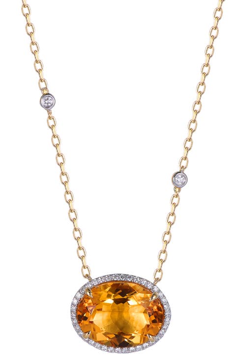 Citrine Necklace with Diamonds