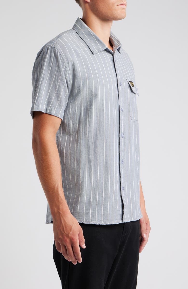 RVCA Dayshift Stripe II Short Sleeve Button-Up Shirt, Alternate, color, Chambray