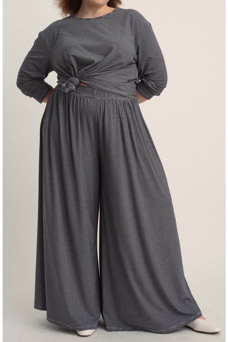 Ezra Wide Leg Lounge Pants, Alternate, color, NAVY/ WHITE