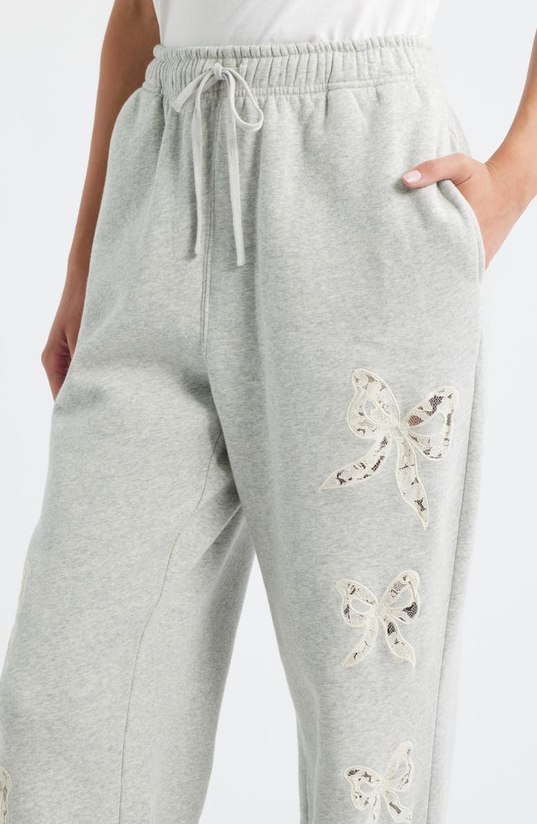 LoveShackFancy Elma Lace Sweatpants, Alternate, color, Heather Grey