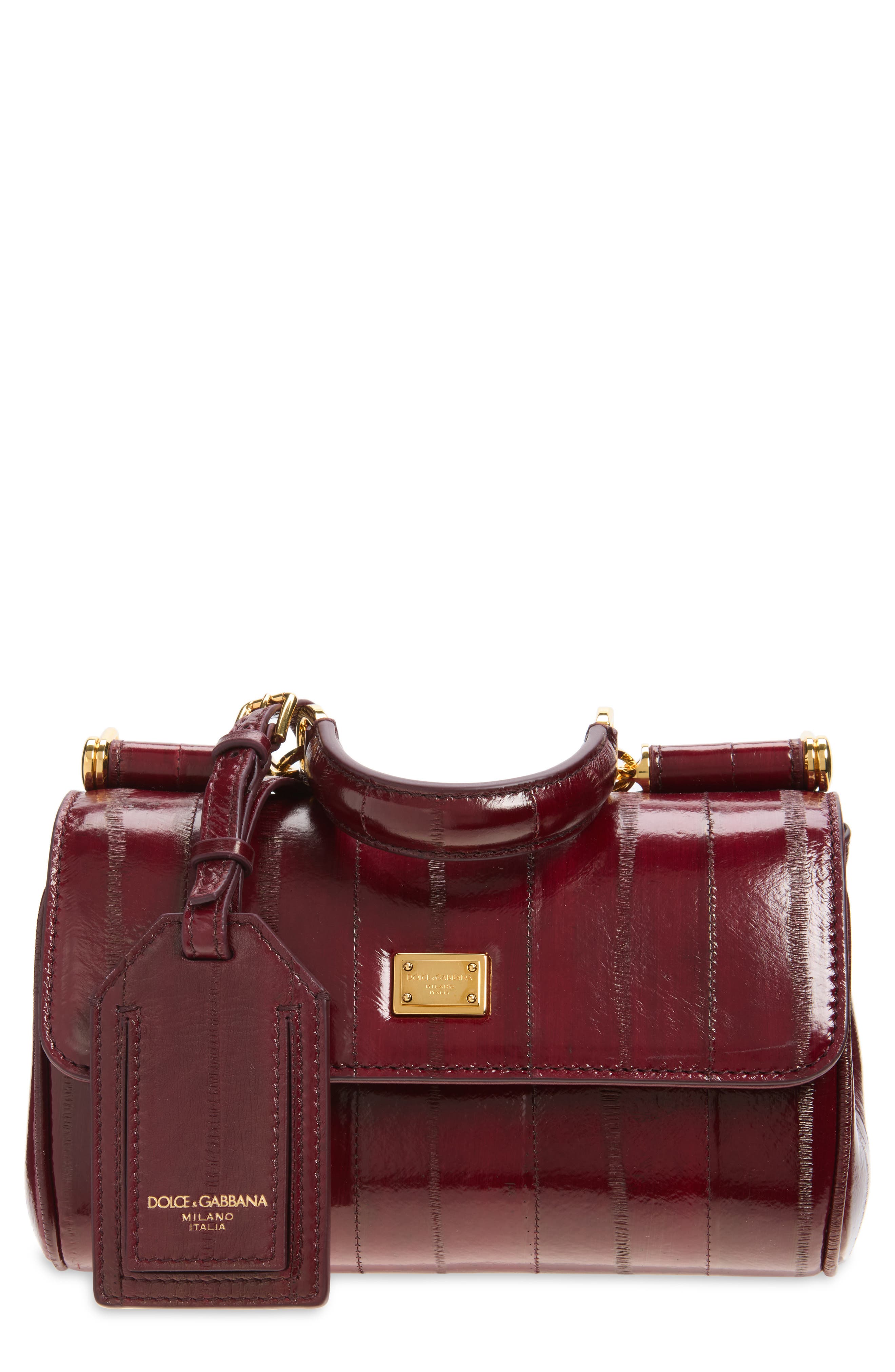 Small Sicily Anguilla Eel Skin Top Handle Bag, Main, color, AMARENA 1
