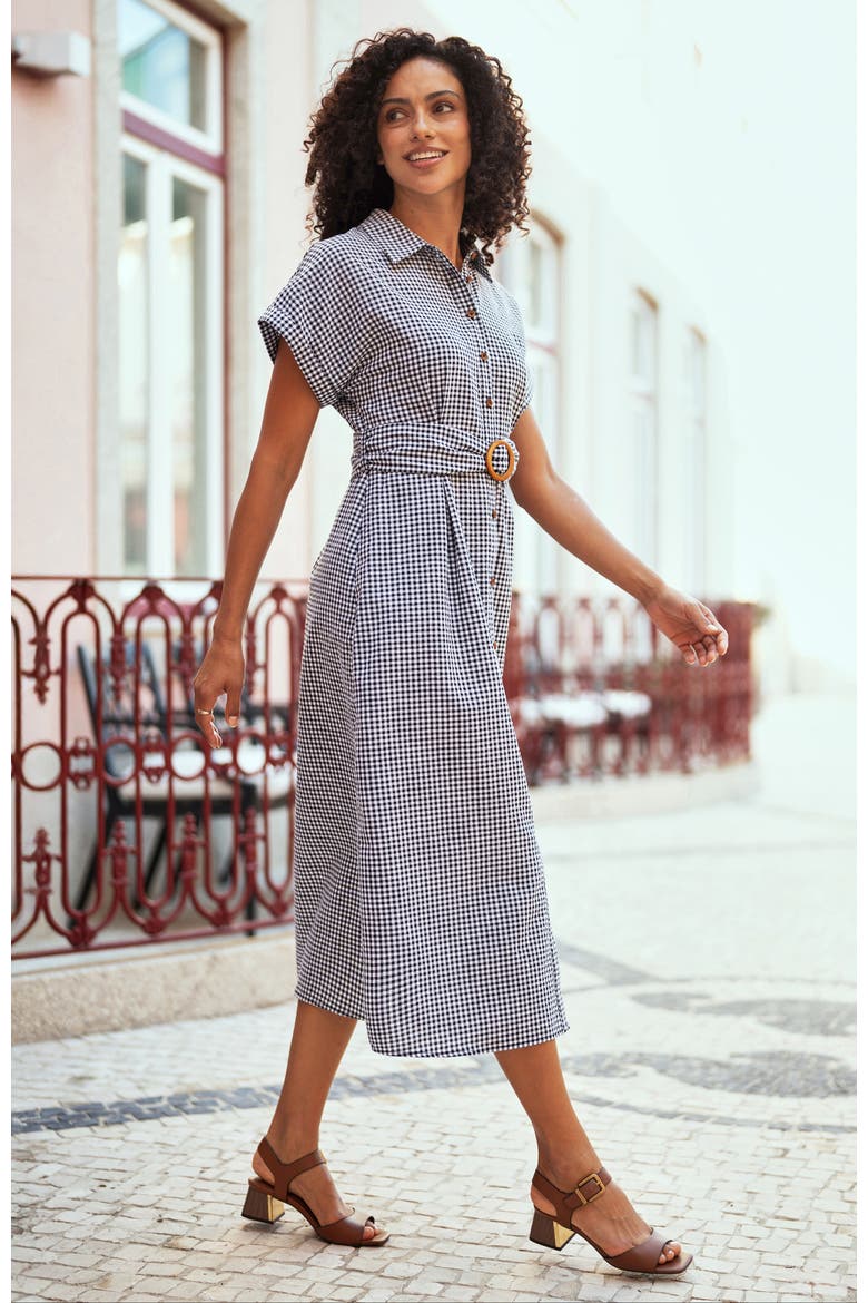 Gingham  Relaxed Shirt Dress, Alternate, color, Black