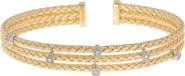 MESHMERISE 18K Gold Vermeil Sterling Silver CZ Cuff Bracelet