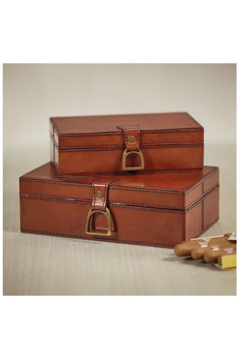 Chadwell Leather Decorative Box, Alternate, color, TAN/ GOLD
