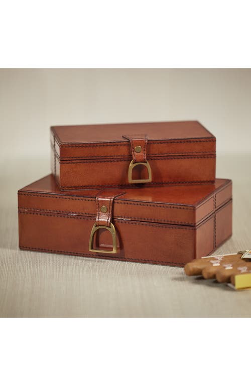 Zodax Chadwell Leather Decorative Box In Brown