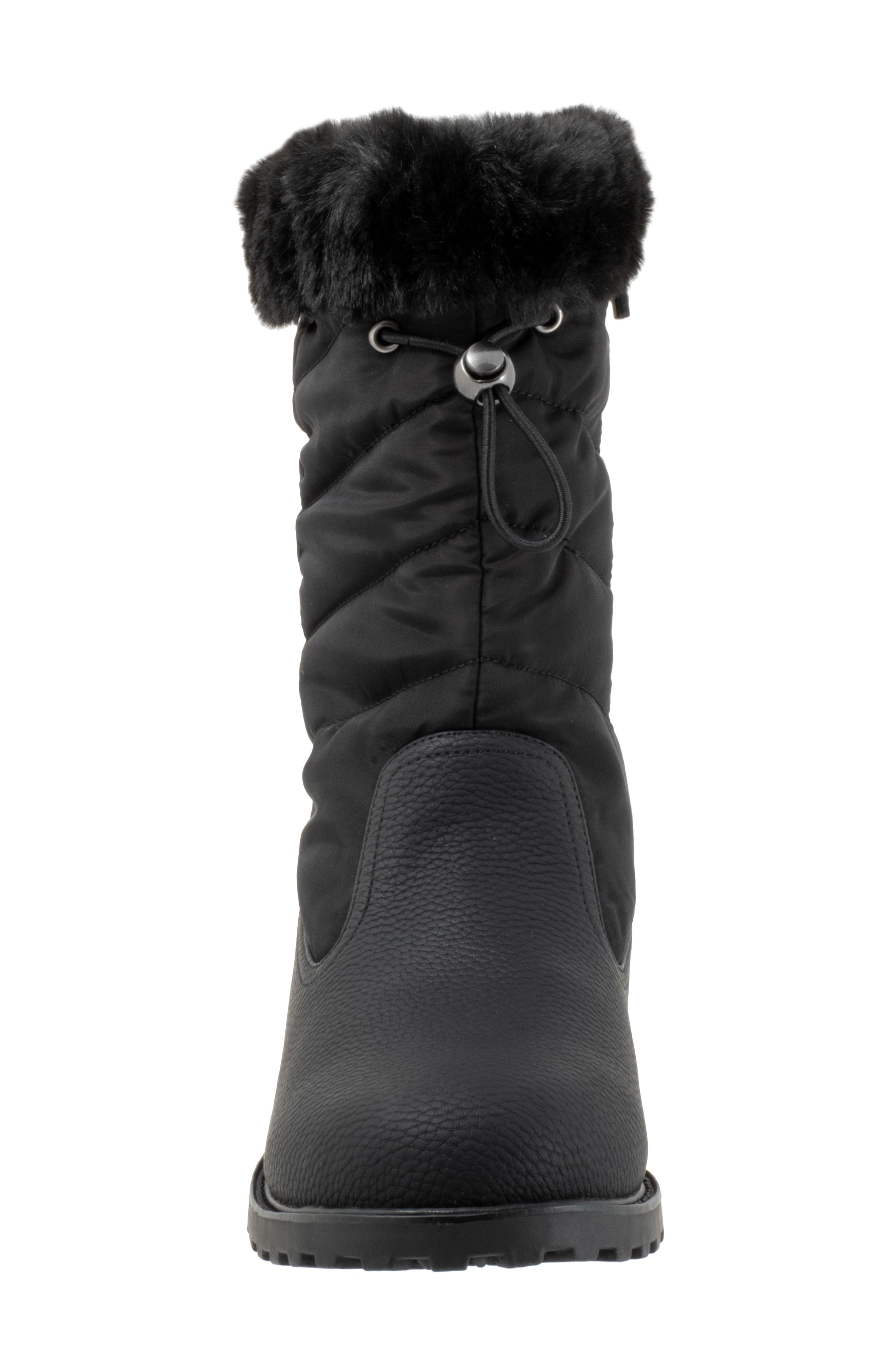 Trotters Bryce Faux Fur Trim Winter Boot, Alternate, color, Black Tumbled