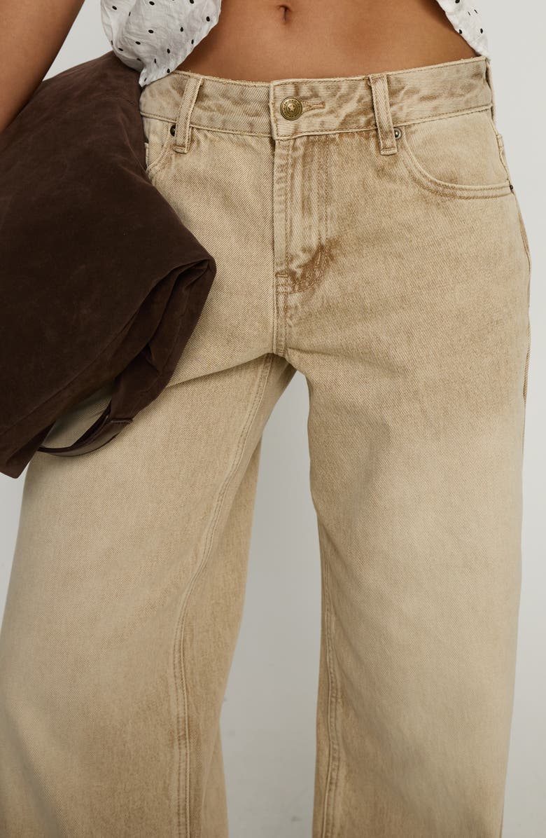 Princess Polly Serenitia Relaxed Jeans, Alternate, color, Sandy Brown Wash