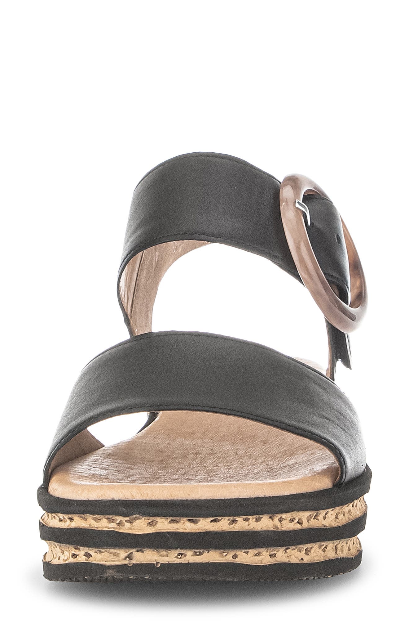 Gabor Ankle Strap Wedge Sandal, Alternate, color, Black