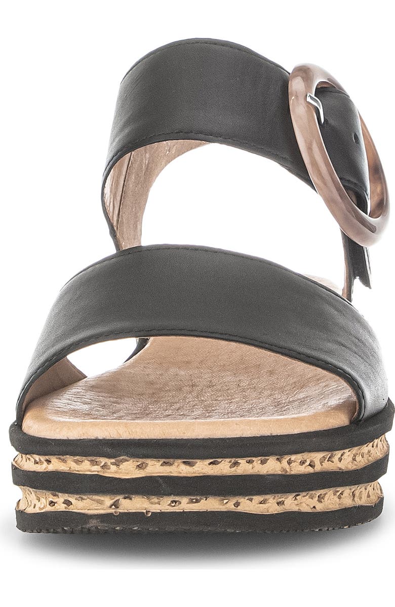 Gabor Ankle Strap Wedge Sandal, Alternate, color, Black