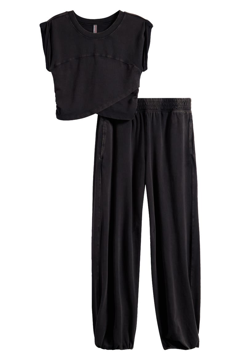 FP Movement Hot Shot Crossover T-Shirt & Joggers Set, Alternate, color, BLACK