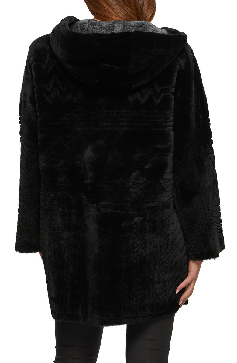 GORSKI Reversible Genuine Shearling Parka With Pattern, Alternate, color, Black