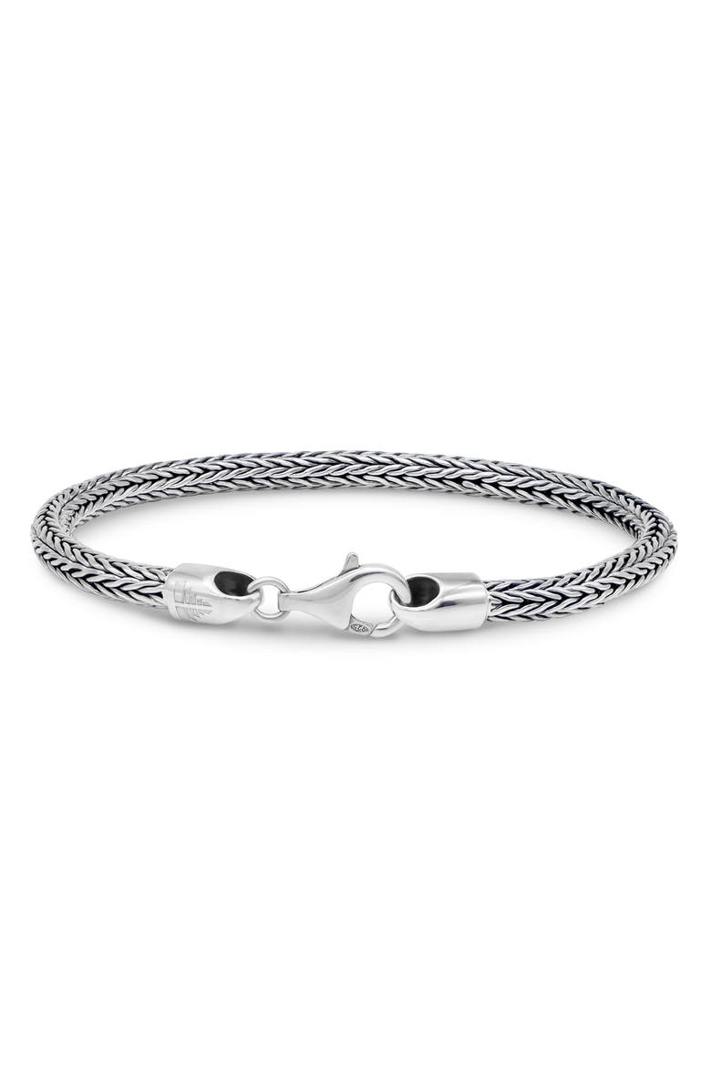 DEVATA Gender Inclusive Sterling Silver Foxtail Round 4mm Chain Bracelet, Alternate, color, Silver