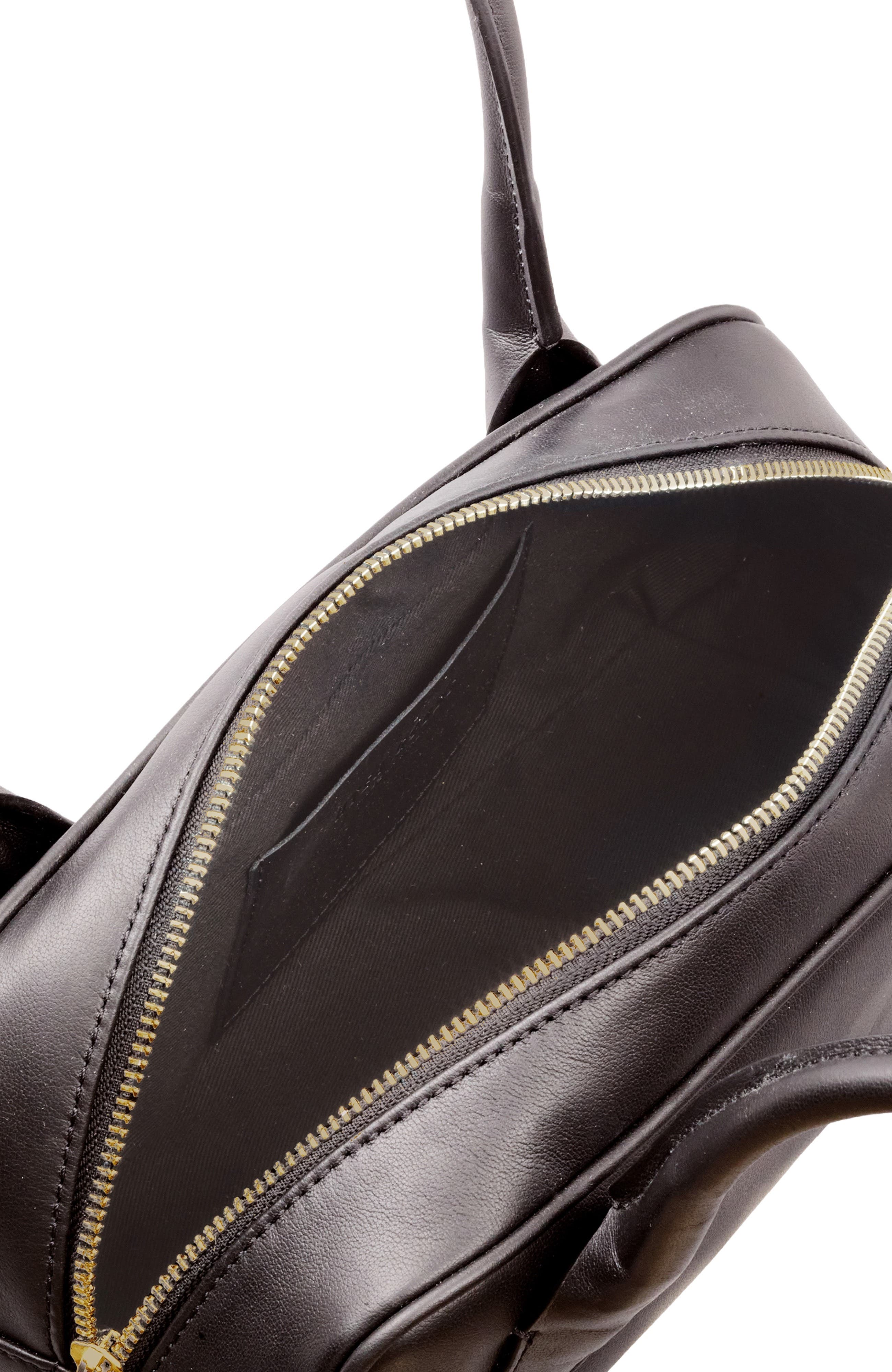 Mini La Strada Leather East West Bag, Alternate, color, Chocolate/Gold
