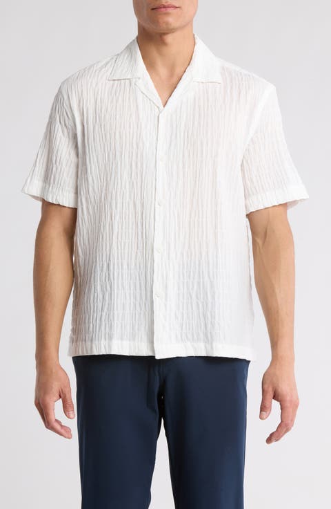 Relaxed Fit Textured Camp Shirt