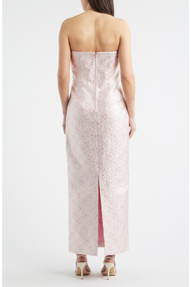 Tiernan Metallic Floral Embroidery Strapless Column Gown, Alternate, color, CONCH SHELL PINK RITSY DITSY