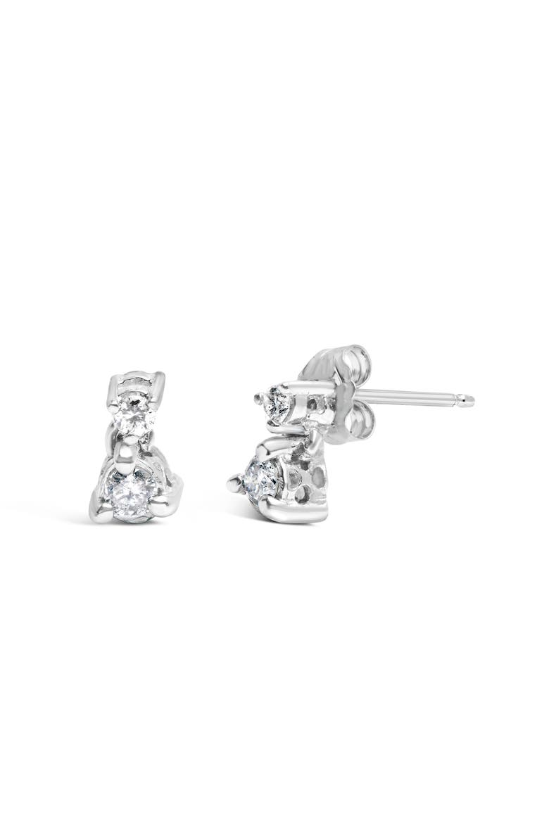 14K White Gold 1/4 Ct Double Diamond Drop and Dangle Stud Earrings, Alternate, color, White