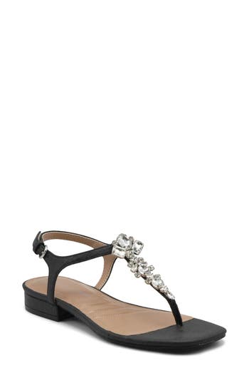 Adrienne Vittadini Pian Rhinestone Sandal In Black Sm