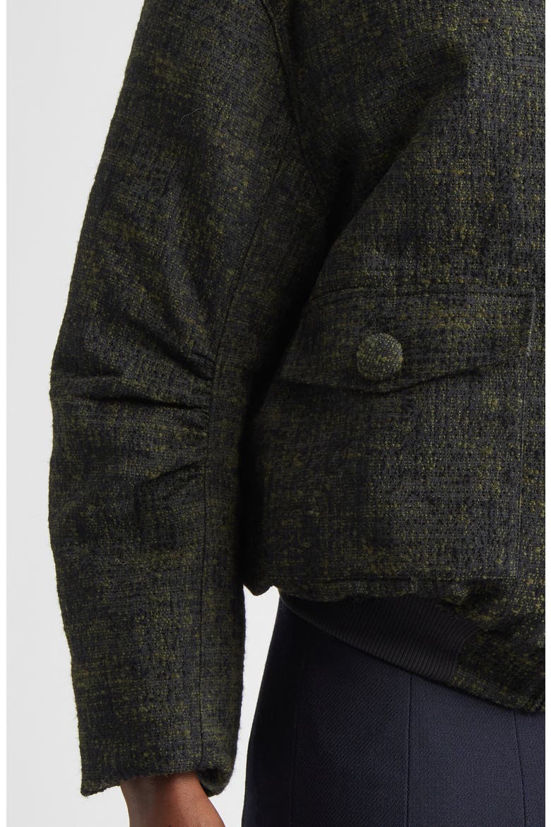 Ruched Sleeve Down Bomber Jacket, Alternate, color, HUNTER GREEN