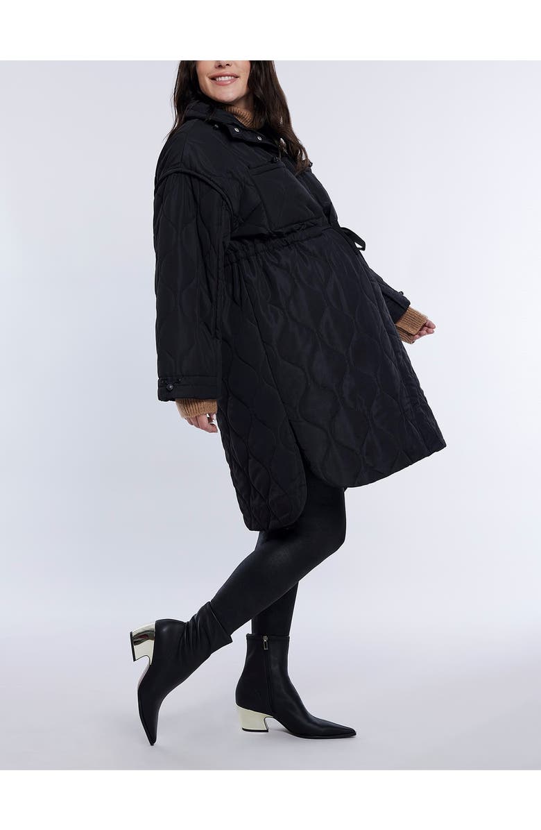 MOTHERHOOD MATERNITY Woven Full-Zip Long Sleeve Quilted Puffer Jacket, Alternate, color, Black