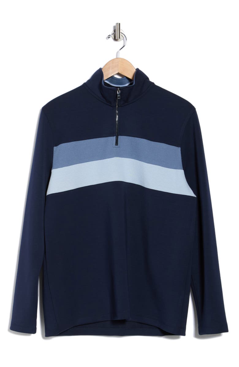 Tahari Slim Fit Half Zip Pullover, Alternate, color, Blue Multi