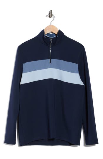 Tahari Slim Fit Half Zip Pullover In Blue
