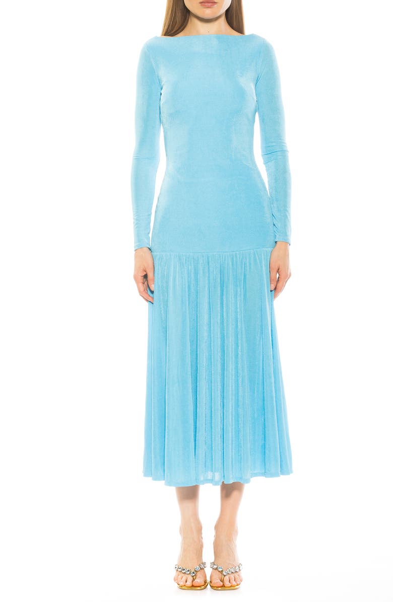 Alexia Admor Khaite Long Sleeve Midi Dress, Main, color, Halogen Blue