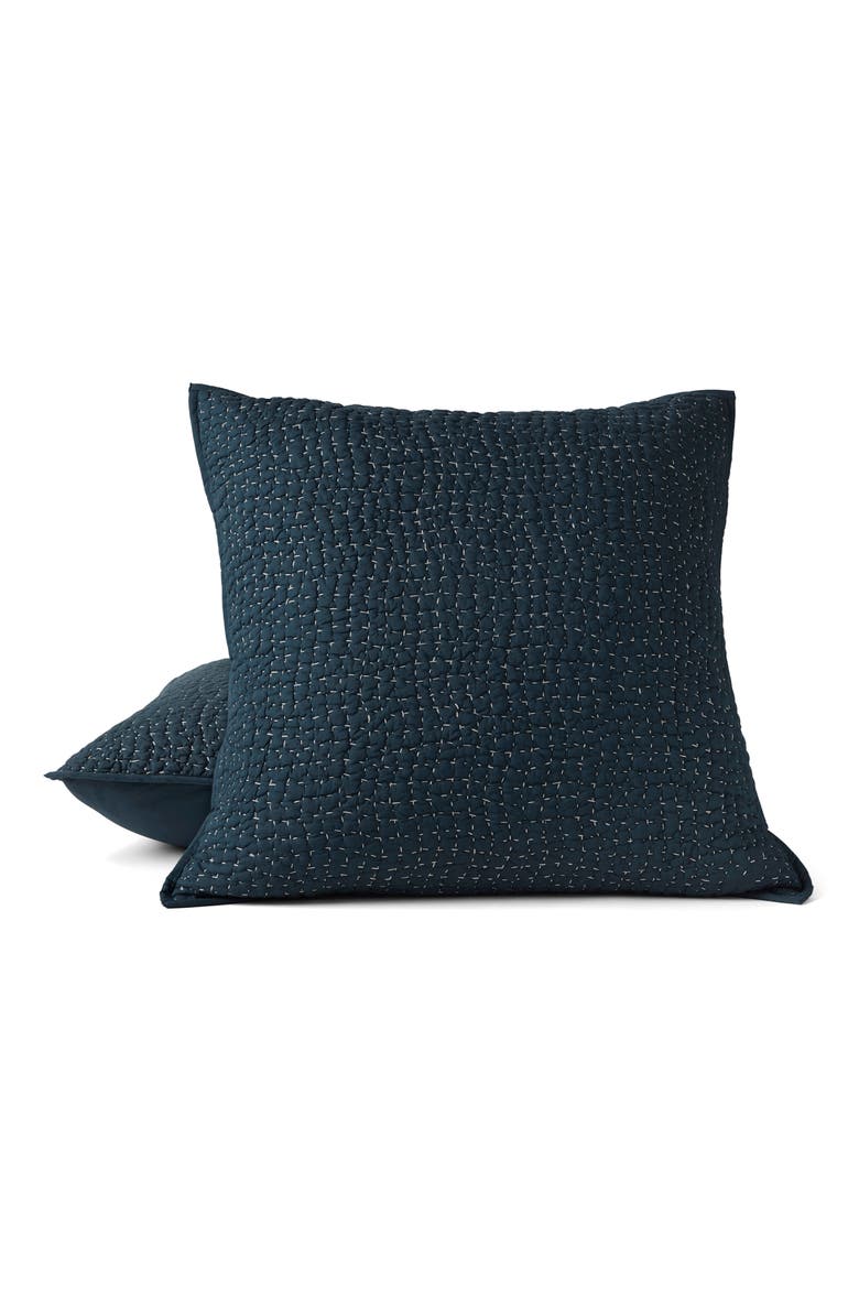 Hand Stitched Organic Cotton Euro Sham, Main, color, MIDNIGHT INDIGO