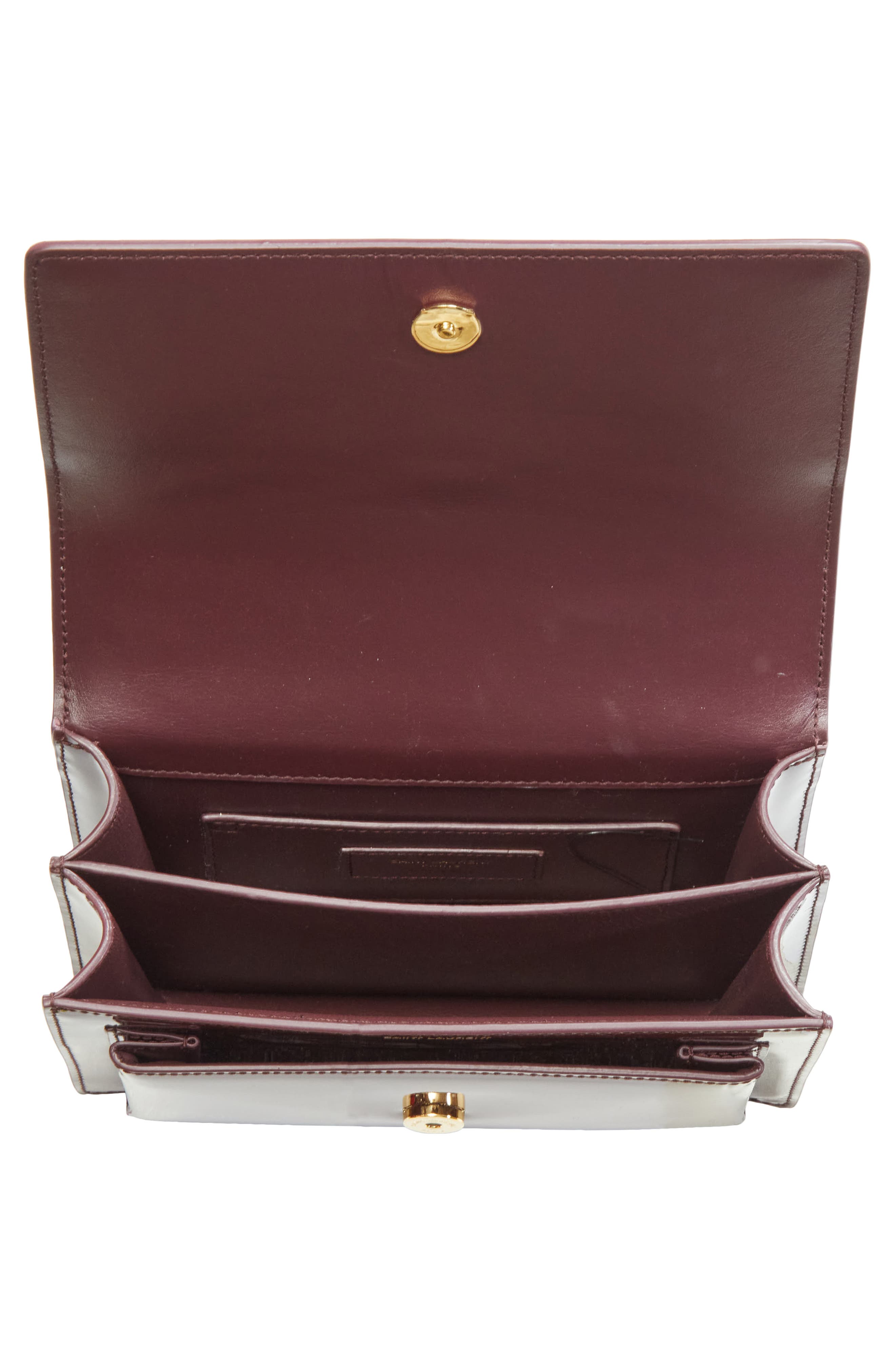 Saint Laurent Small Sunset Patent Leather Shoulder Bag, Alternate, color, Dark Red Wine