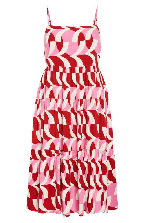 City Chic Mystic Print A-line Dress In Pink