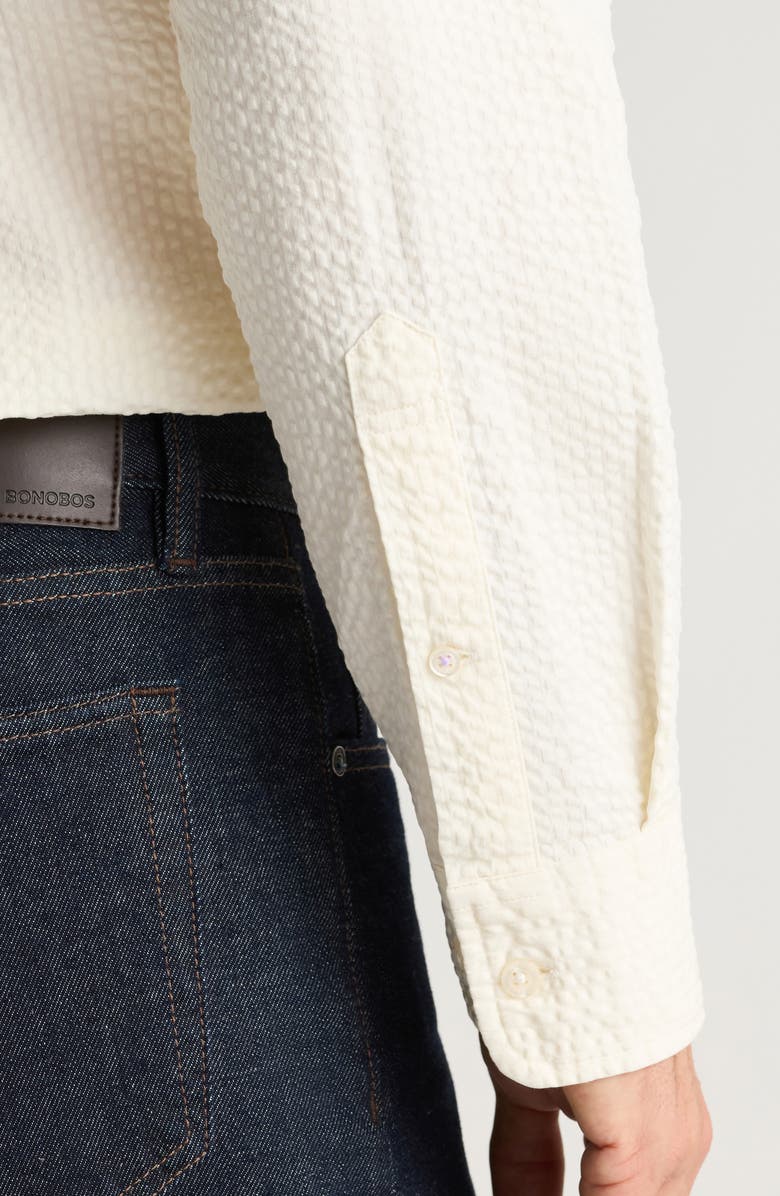 Bonobos Everyday Slim Fit Cotton Seersucker Button-Down Shirt, Alternate, color, Coconut Milk