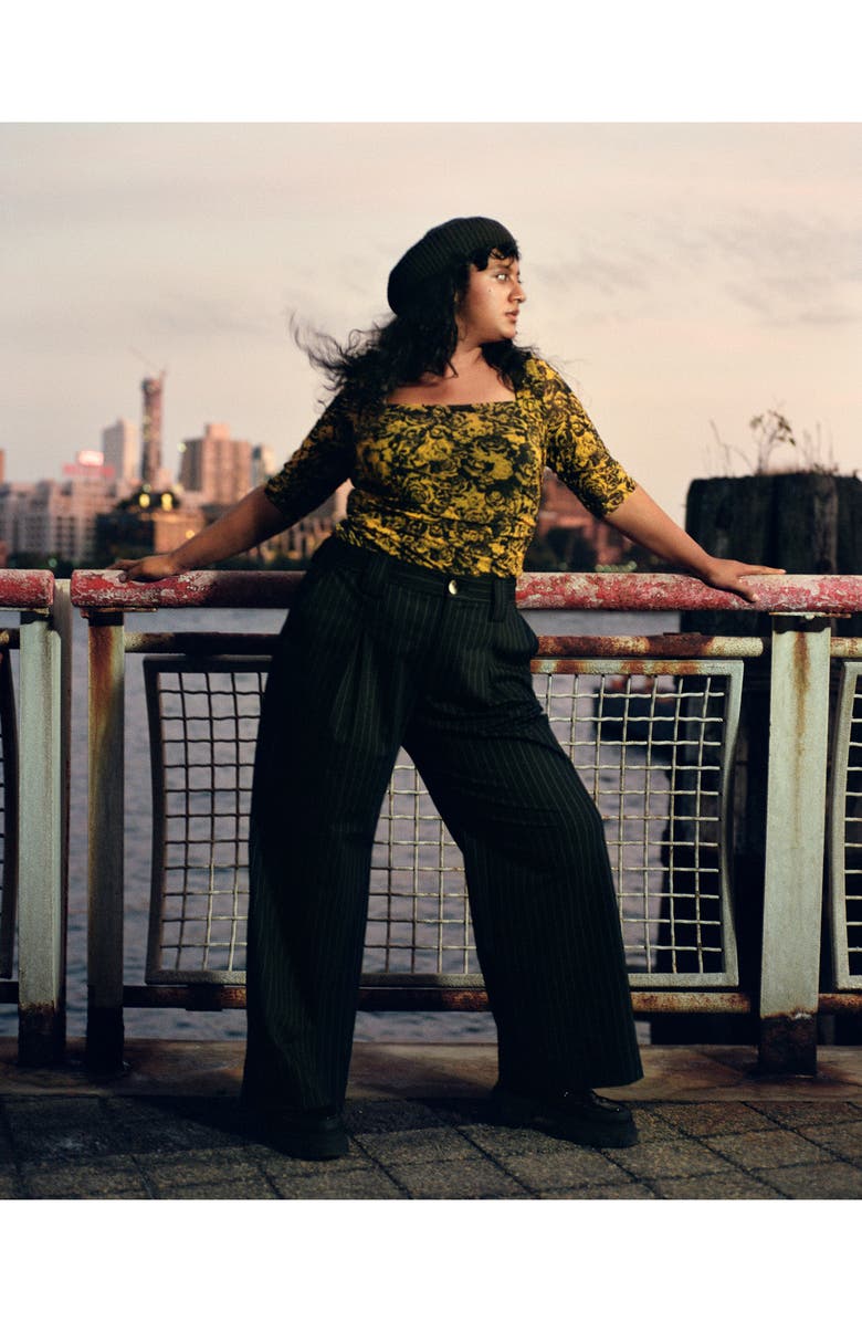 Ganni Women's Printed Mesh Blouse, Alternate, color,